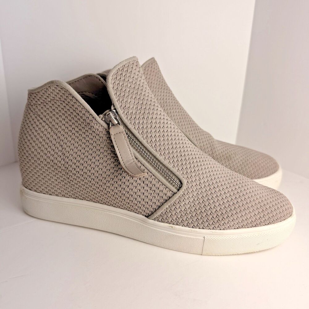 Steve Madden Preston Wedge Sneakers Women 10 Gray Zip Up Shoes EUC